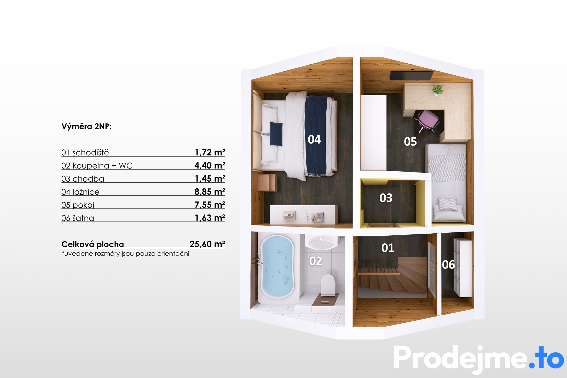 3D půdorys - 2.NP